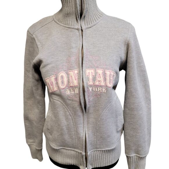 Gray with Cream & Pink Embroidary Zip-Up Jacket Size S - Picture 3 of 10